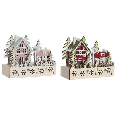Kerstversiering DKD Home Decor Rood Roze 21 x 9,5 x 19 cm (2 Stuks)