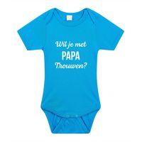 Wil je met papa trouwen huwelijksaanzoek baby rompertje blauw jongens