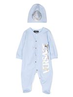 Versace Kids trousseau de naissance en coton à logo imprimé - Bleu
