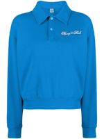 Sporty & Rich logo-embroidered polo-collar sweatshirt - Bleu