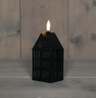 Anna&apos;s Collection LED kaars 3d flame huis 5x6x15cm zwart 1 stuks