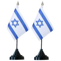 Vlag Israel tafelvlaggetjes - 6x stuks - 10 x 15 cm vlag - met zwarte standaard