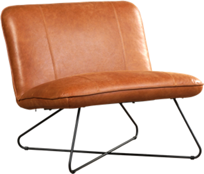 Cognac leren industriële fauteuil zonder armleuning Smile - Vintage Leer Cognac (cognac leer)
