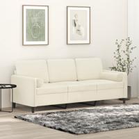 Driezitsbank met sierkussens 180 cm fluweel crèmekleurig