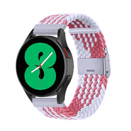 Garmin Forerunner 570 (42mm) / 55 / 245 / 645 - Braided nylon bandje - Wit / roze