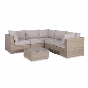 sweeek - Hoek loungeset 5 plaatsen, rond wicker