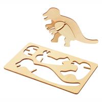 Colorations Maak en Versier je Houten 3D Puzzel Dinosaurus, Set van 4 - thumbnail