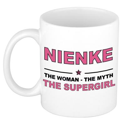 Nienke cadeau mok - Woman Myth Supergirl - naam koffiemok - 300 ml - collega - moederdag