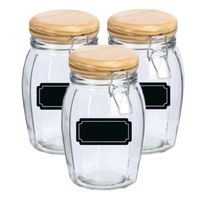Weckpotten/inmaakpotten - 6x - 1.2L - glas - met beugelsluiting - incl. etiketten - Weckpotten - thumbnail