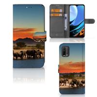 Xiaomi Redmi 9T | Poco M3 | Telefoonhoesje | Met pasjeshouder | Olifanten