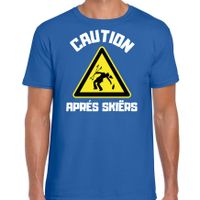 Wintersport verkleed t-shirt voor heren - apres ski waarschuwing - blauw - winter outfit - thumbnail