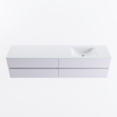 MONDIAZ VICA 200cm badmeubel onderkast Cale 4 lades. Wastafel CLOUD rechts zonder kraangat, kleur Talc.