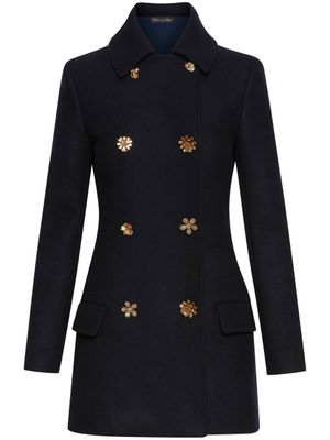 Oscar de la Renta robe croisée à boutons - Bleu