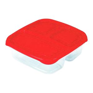 Plasticforte Vershoudbakje - 3-vaks - 1,2L - meal prep - herbruikbaar - rood