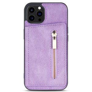 iPhone SE 2020 hoesje - Backcover - Pasjeshouder - Portemonnee - Rits - Kunstleer - Paars