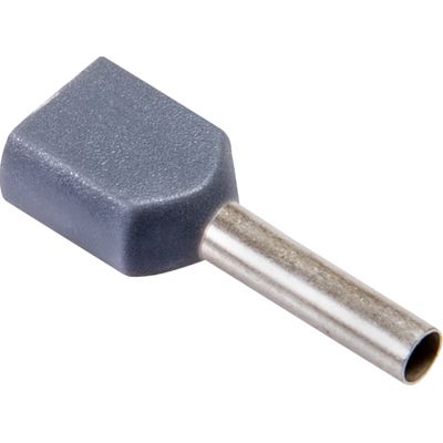 Twineindaderhulzen geisoleerd 2x 0.75 mm 15.0/8.0 mm grijs 100 stuks