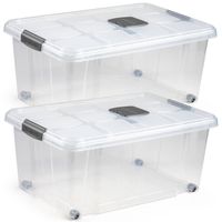 6x Opslagbakken/organizers met deksel 36 liter 59 cm transparant