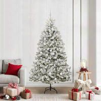 Kunstkerstboom met 300 LED Groen en Wit 210 cm PVC en Metaal