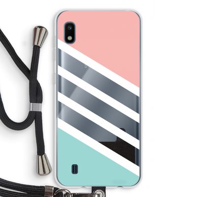 Strepen pastel: Samsung Galaxy A10 Transparant Hoesje met koord