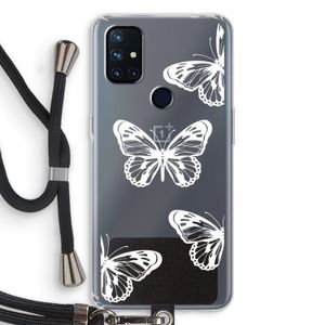 White butterfly: OnePlus Nord N10 5G Transparant Hoesje met koord