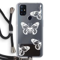 White butterfly: OnePlus Nord N10 5G Transparant Hoesje met koord