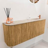 Toiletmeubel Mondiaz Joya Dlux | 101.6 cm | Meubelkleur Oak | Faye wastafel Frappe Wasbak Rechts | 1 kraangat