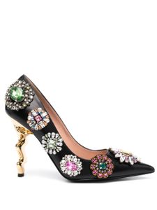 Moschino escarpins à ornements en cristal 105 mm - Noir