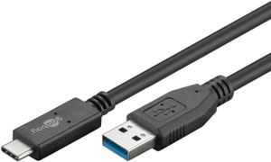USB 3.1 GEN 2 (USB 3.0) USB-C (M) naar USB-A (M) kabel - 10Gbit/s - Up to 60W - USB adapter - OTG kabel - USB-C (M) naar USB-A (M) kabel - 1m - 10Gbit/s - GEN 2 - zwart