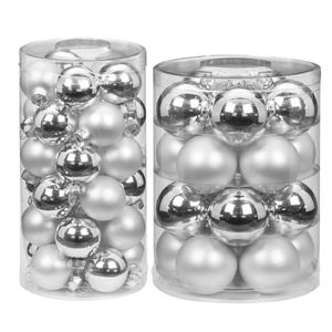 50x stuks glazen kerstballen elegant zilver mix 4 en 6 glans en mat - Kerstbal