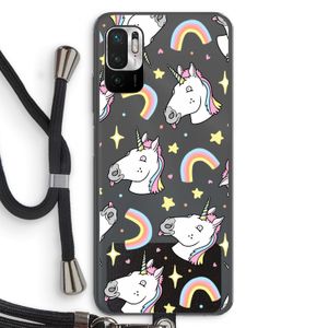 Rainbow Unicorn: Xiaomi Redmi Note 10 5G Transparant Hoesje met koord