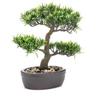 Emerald Kunstplant Bonsai boompje - groen - in pot - 32 cm