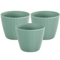 Set van 3x stuks plantenpotten/bloempotten kunststof dia 19 cm en hoogte 16 cm mintgroen