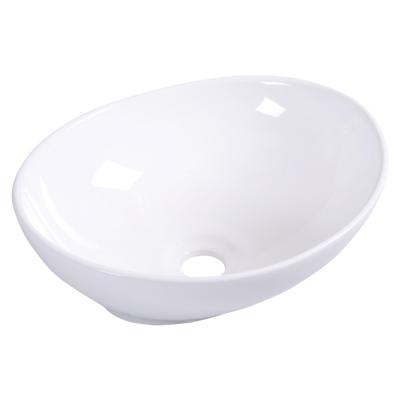Opzetwastafel Ovaal Keramisch Bekken met Eenvoudig Modern Design voor Badkamer Toilet Restaurant Hotel 41 x 33,5 x 14 cm Wit