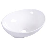 Opzetwastafel Ovaal Keramisch Bekken met Eenvoudig Modern Design voor Badkamer Toilet Restaurant Hotel 41 x 33,5 x 14 cm Wit
