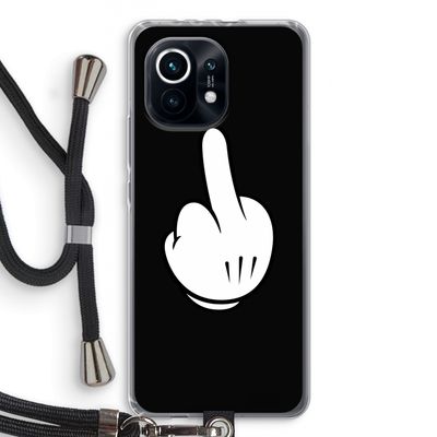 Middle finger black: Xiaomi Mi 11 Transparant Hoesje met koord