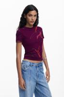 T-shirt met abstracte bloemen - RED - XL