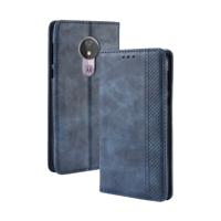 Magnetische Buckle retro textuur horizontale Flip lederen case voor Motorola Moto G7 Power (EU-versie) met houder & kaartsleuven & portemonnee (blauw