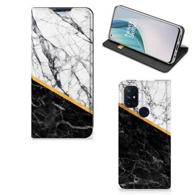 OnePlus Nord N10 5G | Standcase | Marmer Wit Zwart - Origineel Cadeau Man