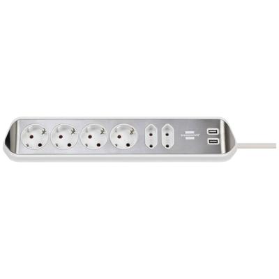 Brennenstuhl 1153590620 Bureaustekkerdoos Zilver, Wit Randaarde stekker 1 stuk(s)