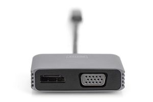Digitus DA-70827 DisplayPort / RGB / USB-C Adapter [1x USB-C - 2x DisplayPort bus, VGA-bus] Zwart Afgeschermd, Rond 0.2 m