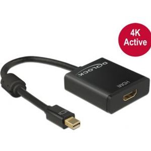 Delock 62611 Adapter mini DisplayPort 1.2 male > HDMI female 4K Actief zwart