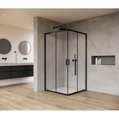 Marenza Casus Douchecabine - 100x100x200cm - hoekinstap - helder glas - profiel - mat zwart SAO1142_100_MB
