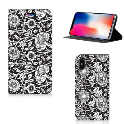 Apple iPhone X | Xs Smart Cover Black Flowers Apple iPhone X | Xs Smart Cover Black Flowers