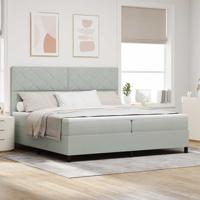 Boxspring bed met matras Lichtgrijs 200 x 200 cm Fluweel