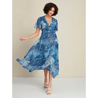 chiffon boho bruiloftsgast hot stamping midi-jurk met v-hals