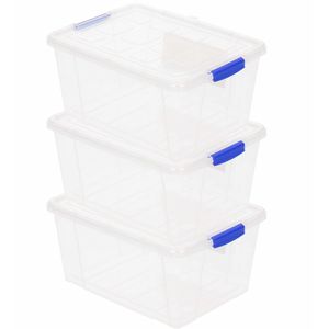 8x Opslagbakjes/organizers met deksel 1 liter 16 cm transparant