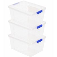 8x Opslagbakjes/organizers met deksel 1 liter 16 cm transparant - thumbnail