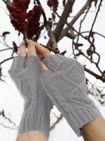 Vintage Statement Plain Diamond Fingerless Casual Gloves - thumbnail