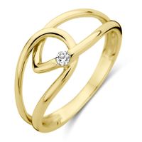 Ring geelgoud-diamant 0.04 ct Hsi wit 8 mm - thumbnail