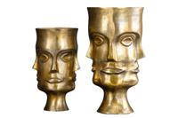 Plantvaas FACE set van 2 aluminium antique messing - 44872